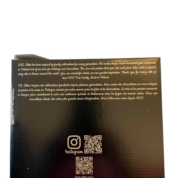 Set 6 Vitbis BLACK GOLD Glass Christmas Ornaments 3in Handcrafted in Poland NEW - Picture 11 of 15